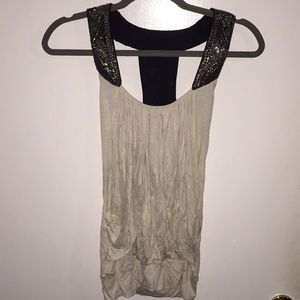 GUESS EMBROIDERED & HAND BEADED T-BACK TANK